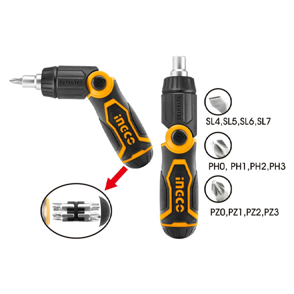 Ingco Destornillador 13 En 1 Articulable Con Crique AKISD1208